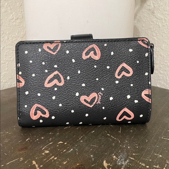 Coach Black Wallet with Pink Heart Pattern - Picture 2 of 10